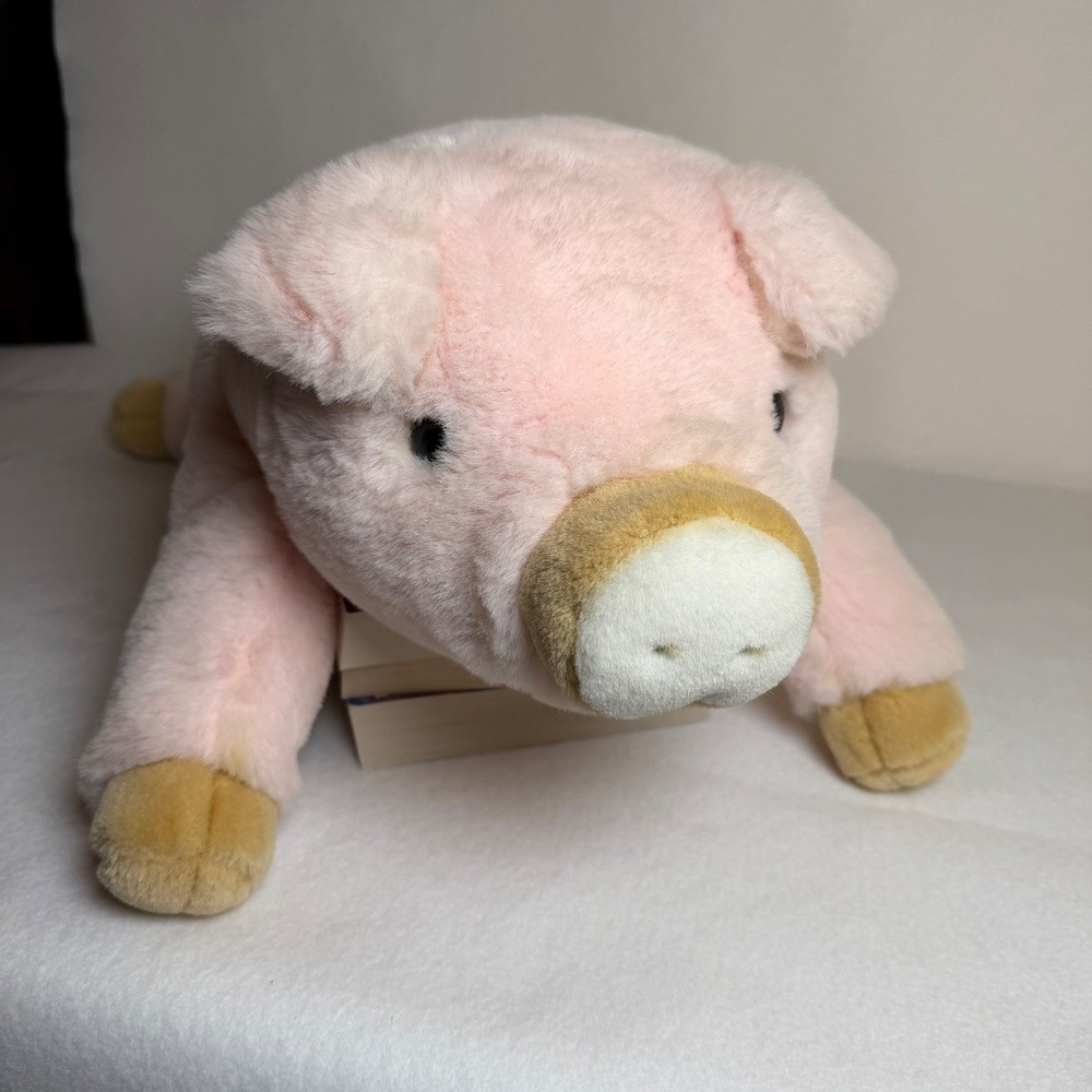 Vintage Floppy Friends Mervyn's Pink Pig Plush Large Stuffed Animal